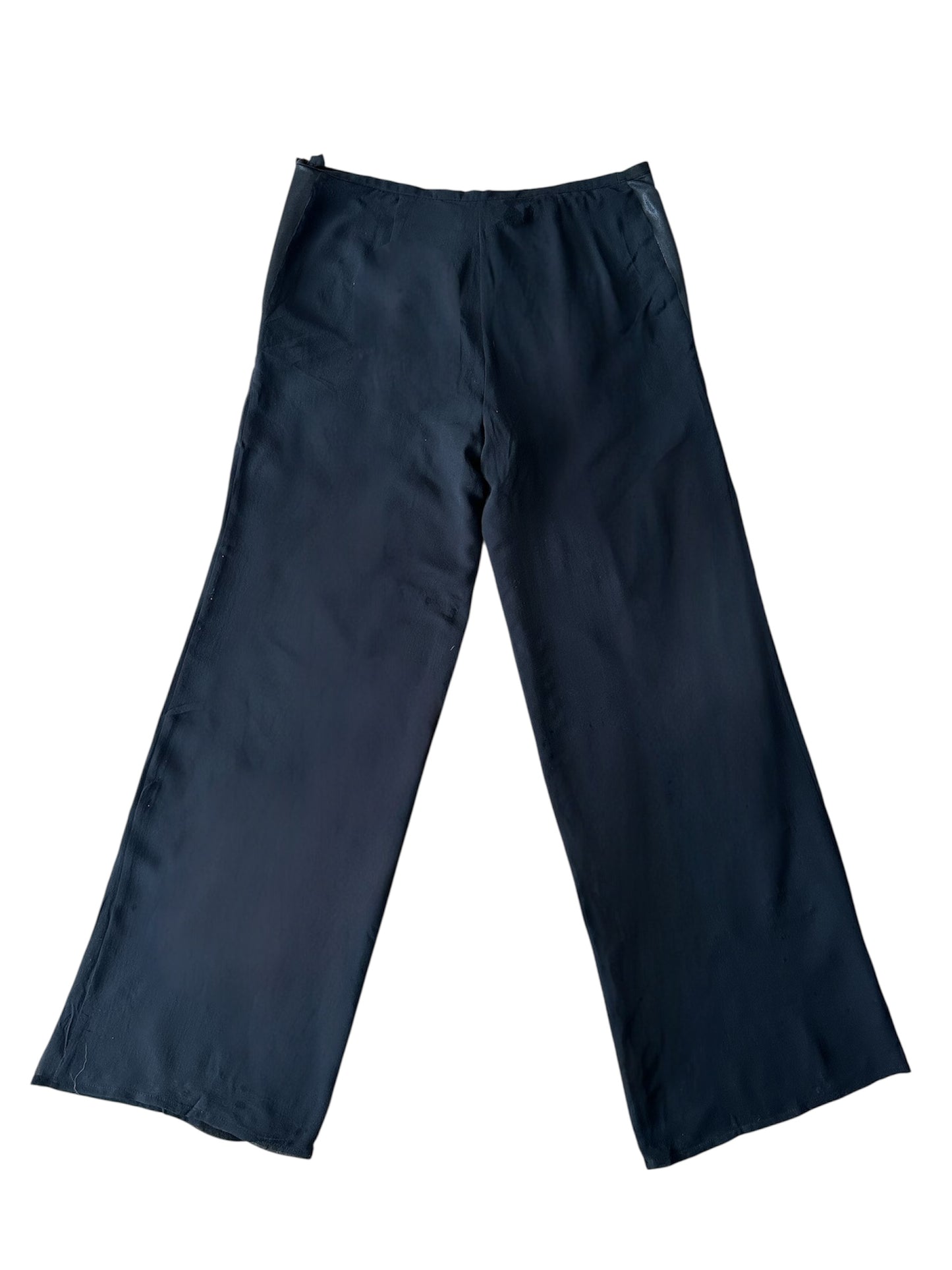 Blu Charme - %100 İpek Siyah Bluz - Pantolon Takım