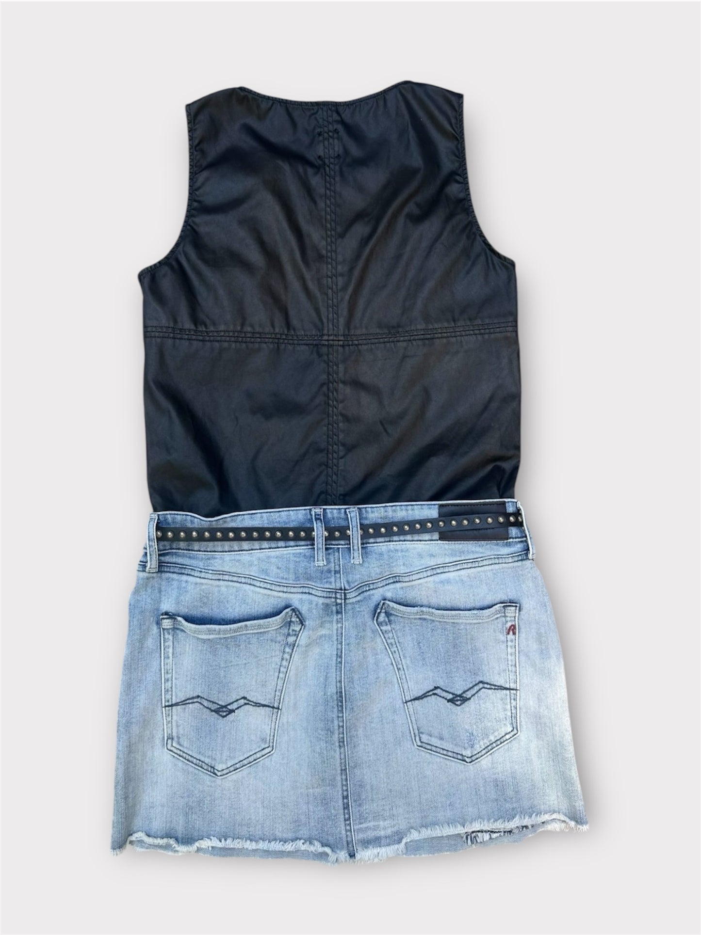 Replay - Denim & Leather Elbise