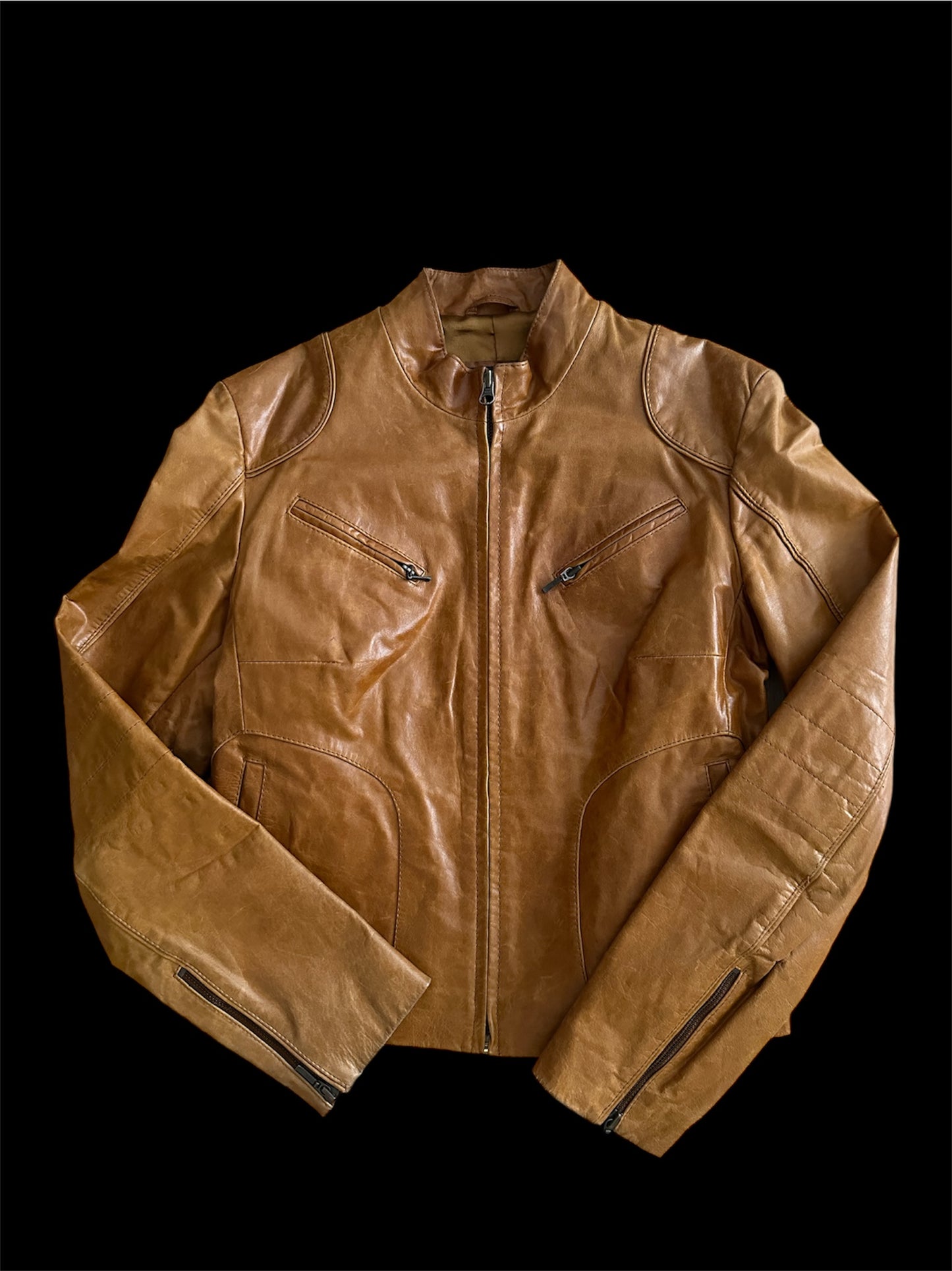 Taba Vintage Deri Ceket