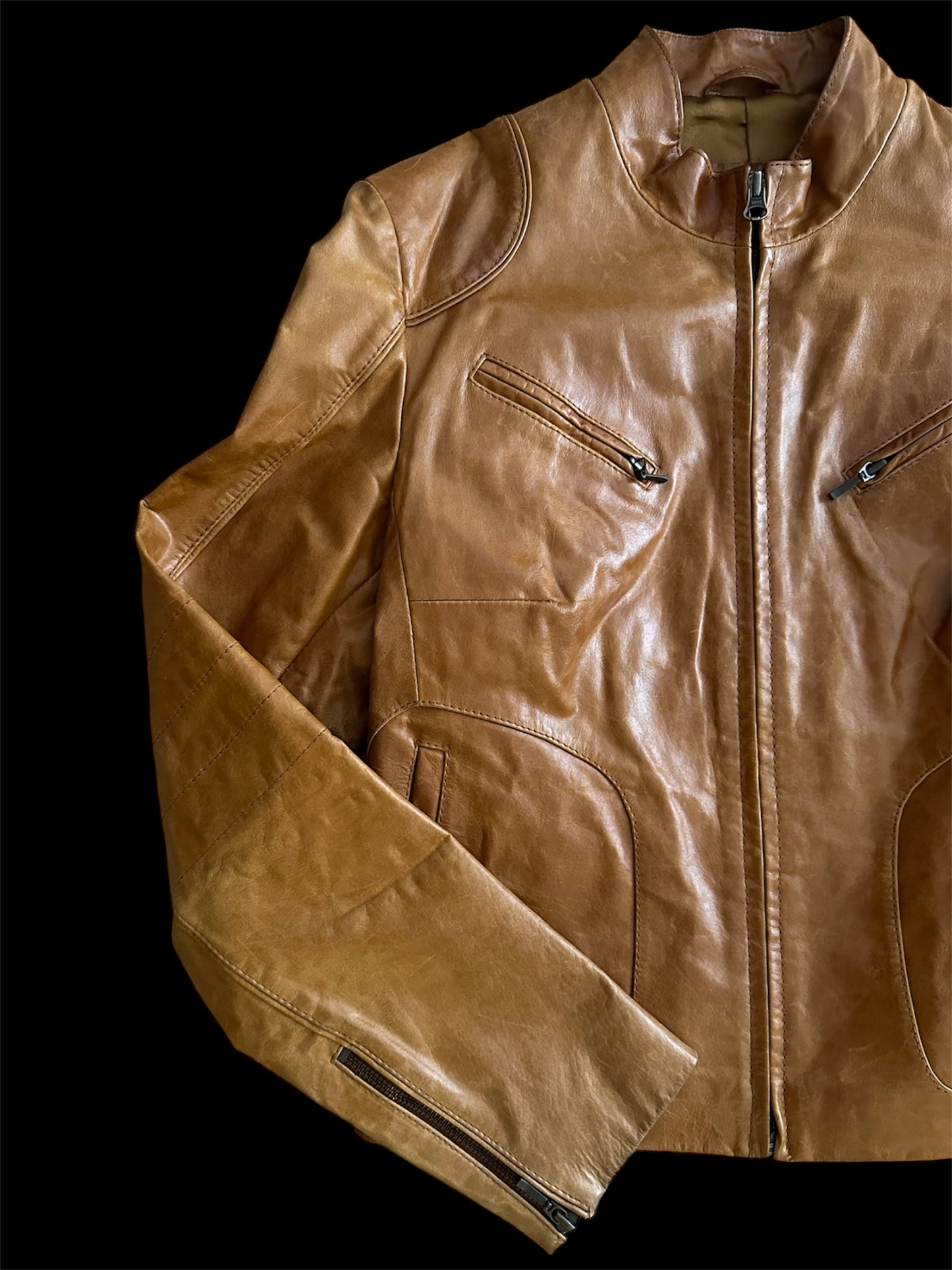 Taba Vintage Deri Ceket