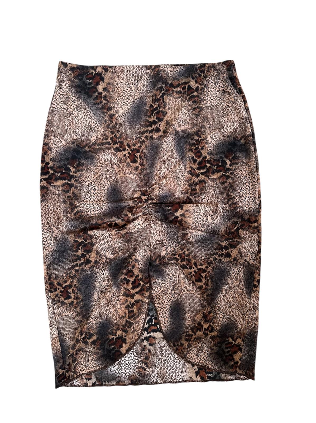 Leoparlı Yırtmaçlı Etek