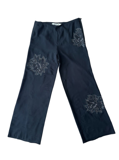 Blu Charme - %100 İpek Siyah Bluz - Pantolon Takım