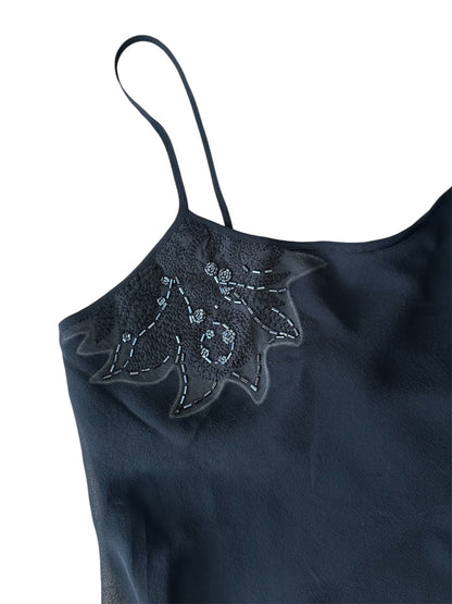 Blu Charme - %100 İpek Siyah Bluz - Pantolon Takım