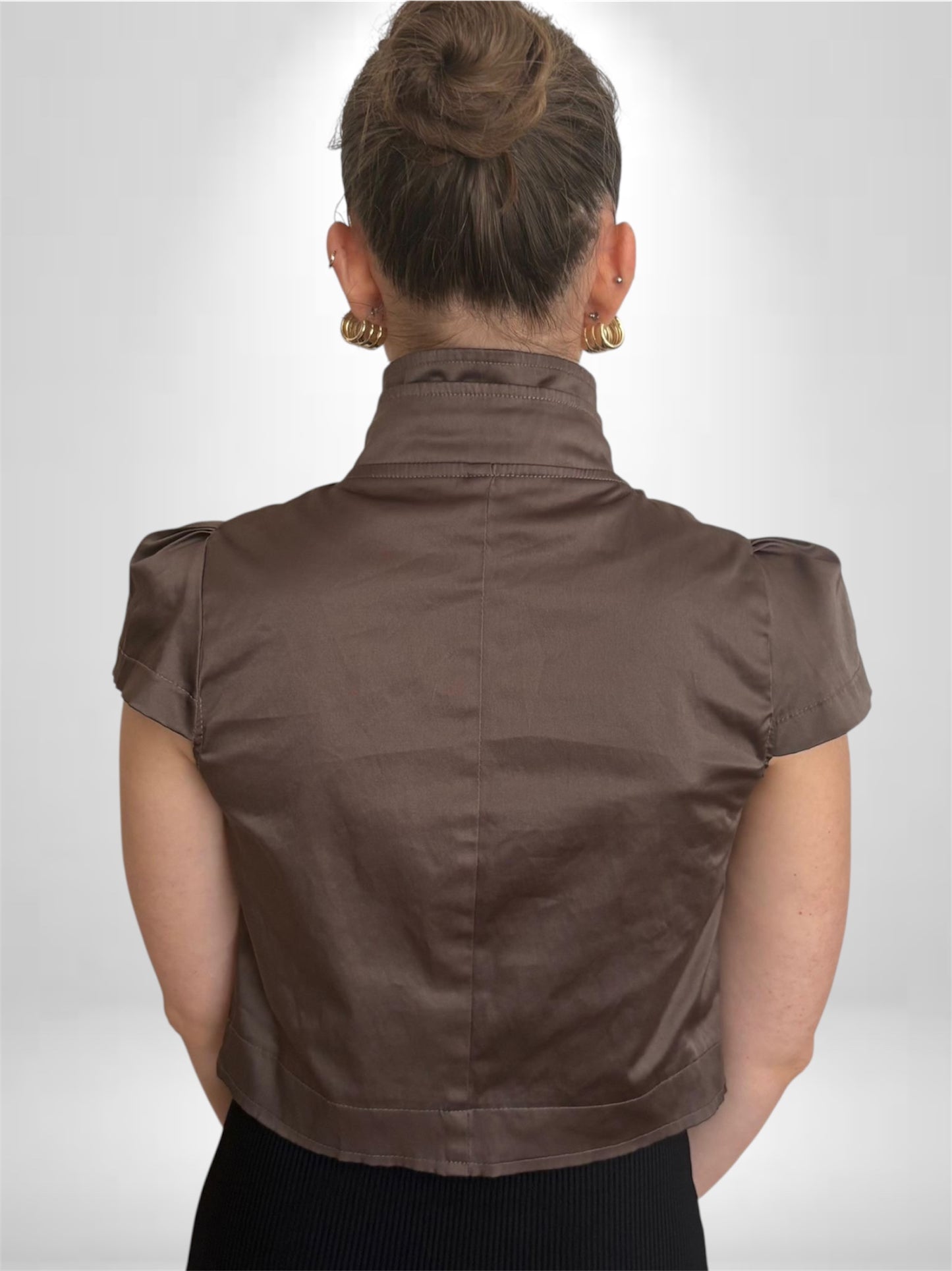 Kahverengi Vintage Crop Blazer