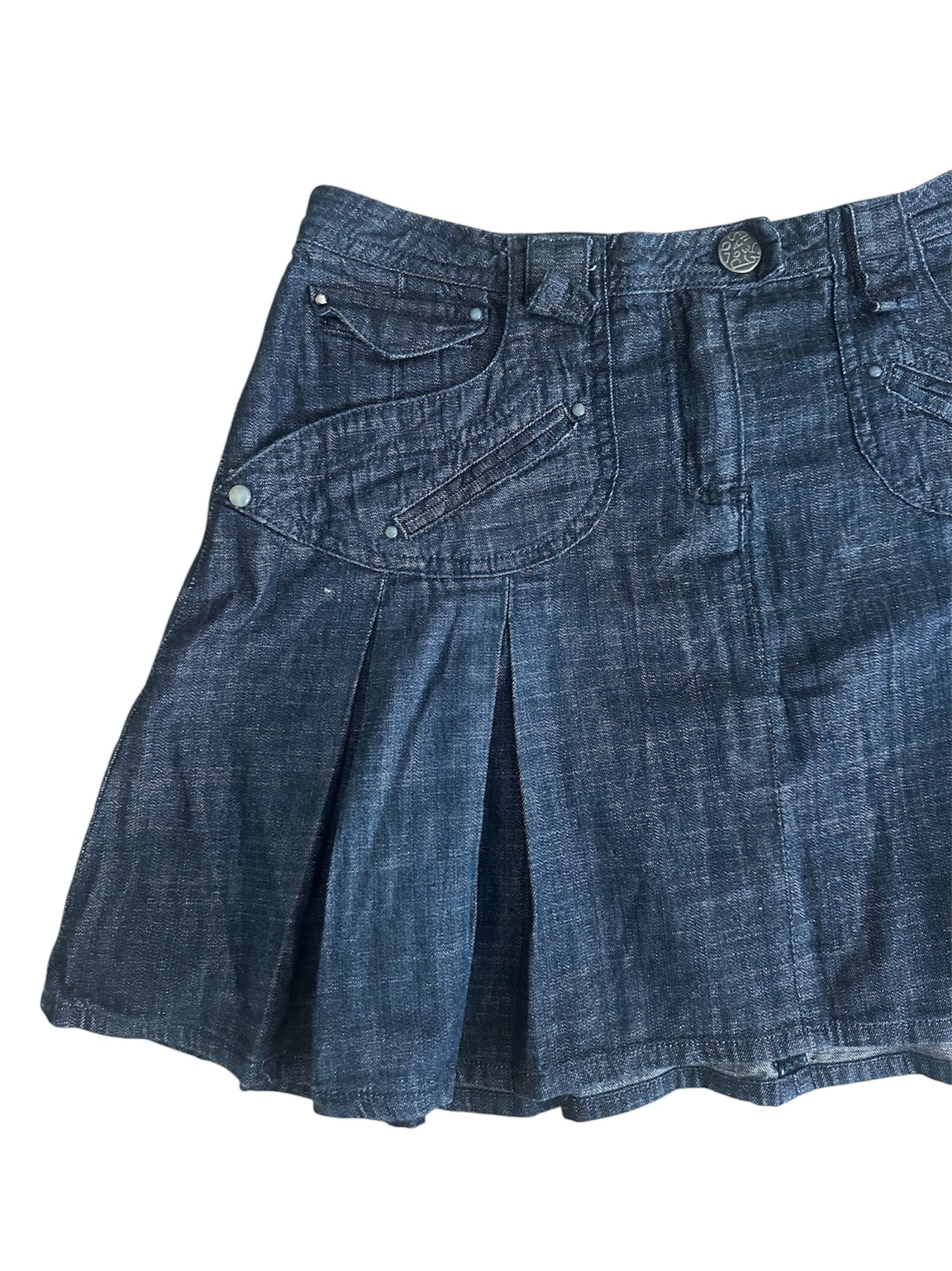 Polo Garage - Pileli Denim Etek