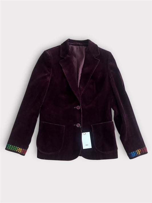 Kadife Renkli Kol Detaylı Blazer