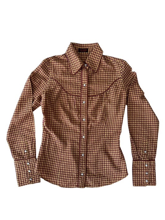 Guess - Kareli Arkası İşlemeli Gömlek