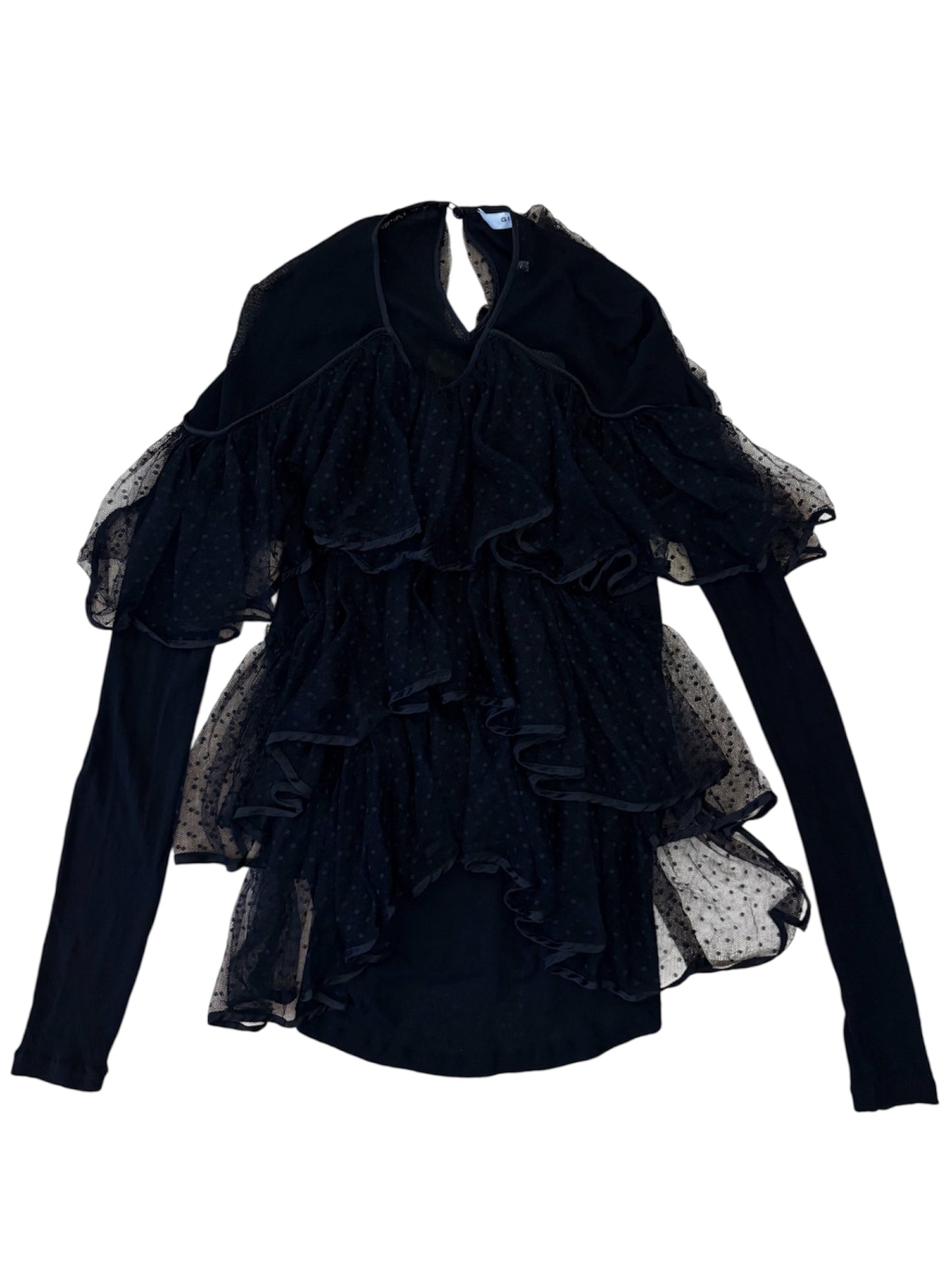 Givenchy - Puantiyeli Fırfırlı İpek Bluz