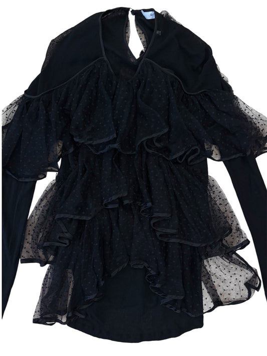 Givenchy - Puantiyeli Fırfırlı İpek Bluz