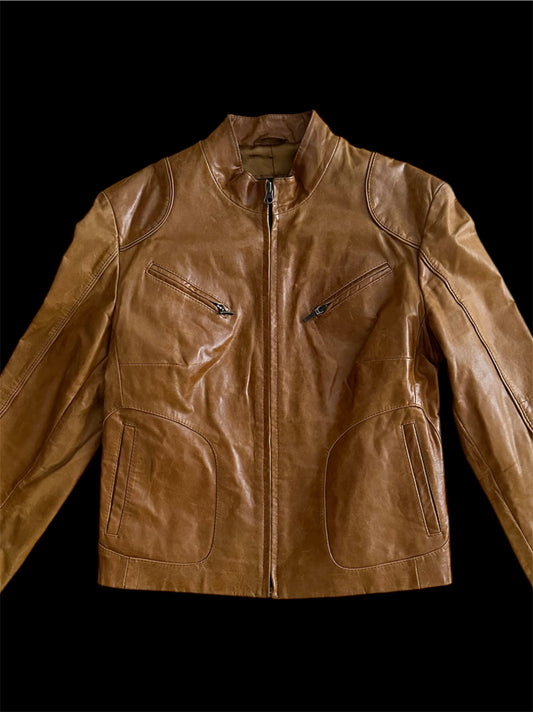 Taba Vintage Deri Ceket