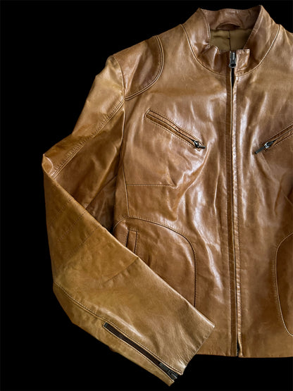 Taba Vintage Deri Ceket