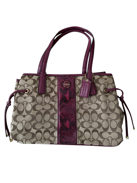 Coach - Piton Mor Şeritli Çanta
