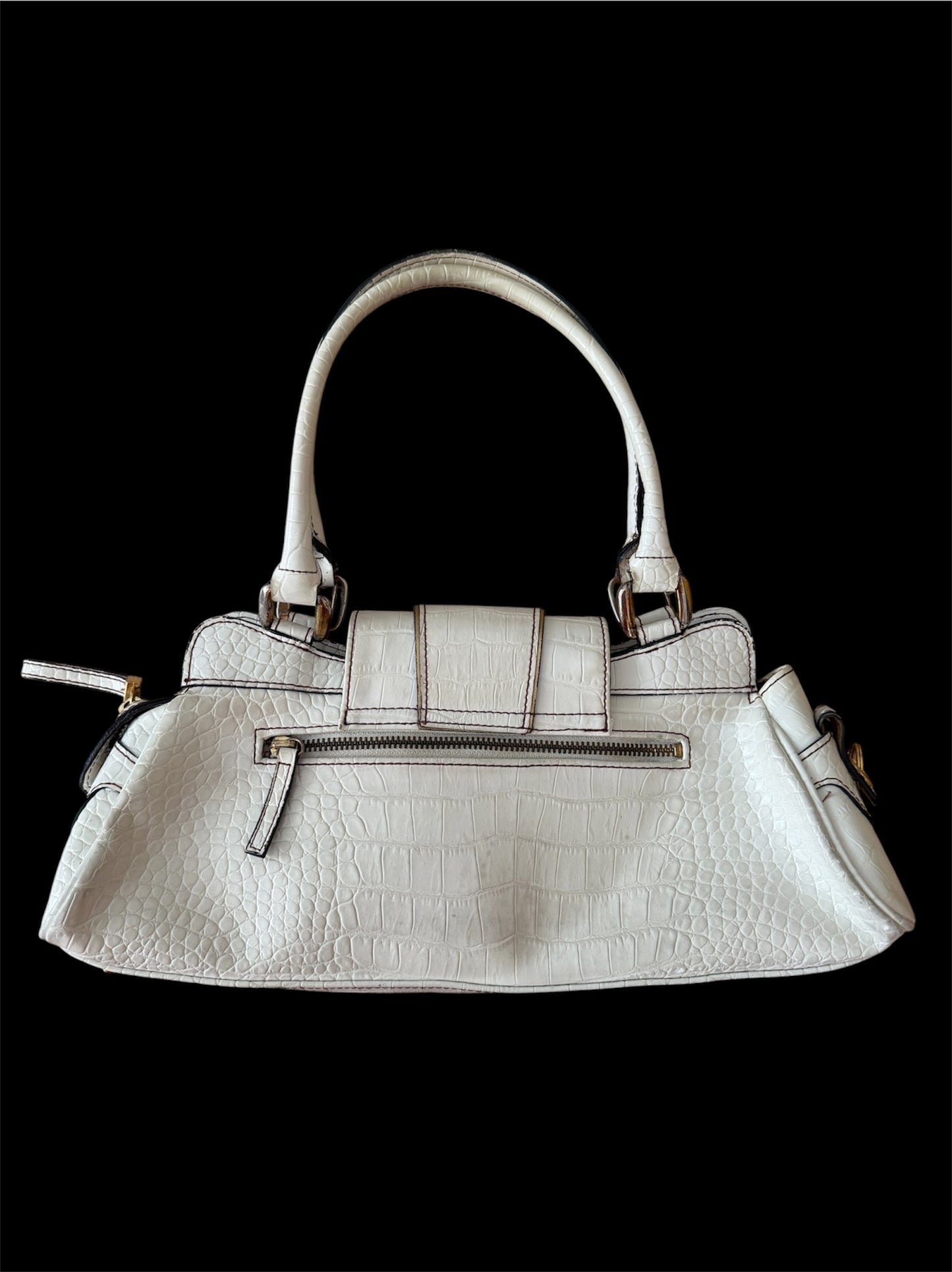 Guess - Beyaz Deri Vintage Çanta