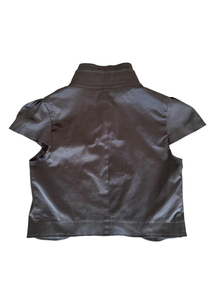 Kahverengi Vintage Crop Blazer