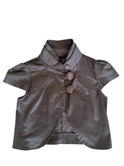 Kahverengi Vintage Crop Blazer