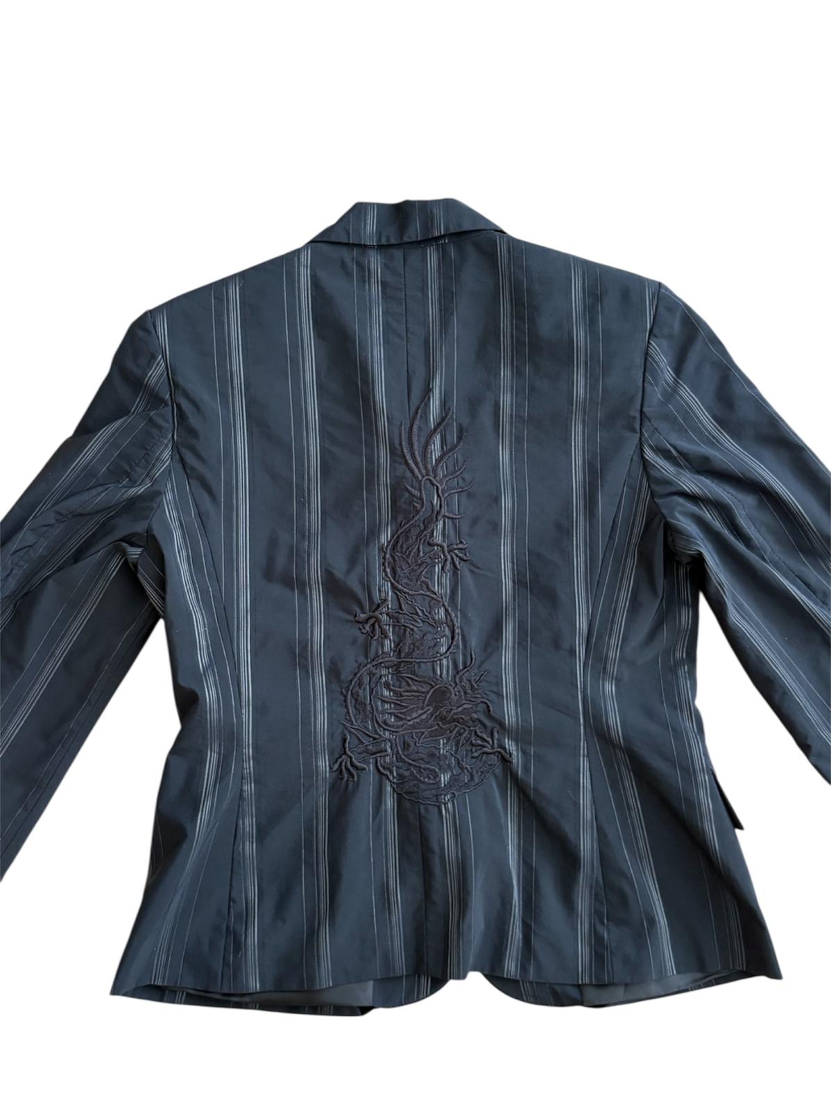 Arkası İşleme Detaylı Çizgili Vintage Blazer