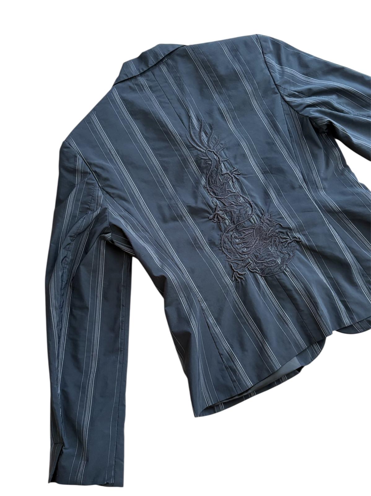 Arkası İşleme Detaylı Çizgili Vintage Blazer