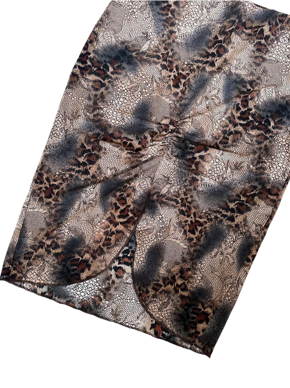 Leoparlı Yırtmaçlı Etek