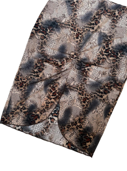 Leoparlı Yırtmaçlı Etek