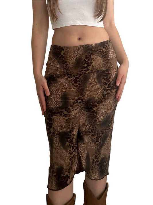 Leoparlı Yırtmaçlı Etek