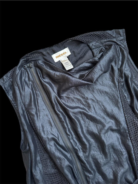 Diesel - Vintage Fermuar & File Detaylı Siyah Elbise