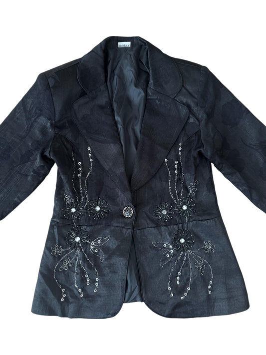 İşleme Detaylı Siyah Blazer