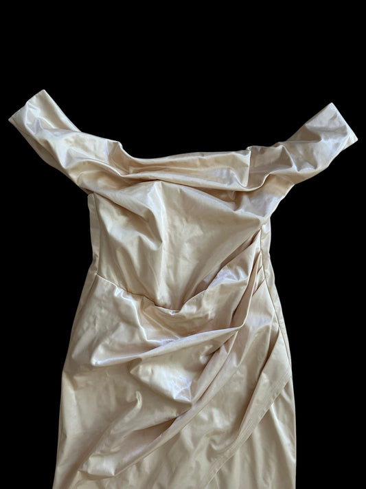 Butter Yellow Yırtmaçlı Vintage Elbise