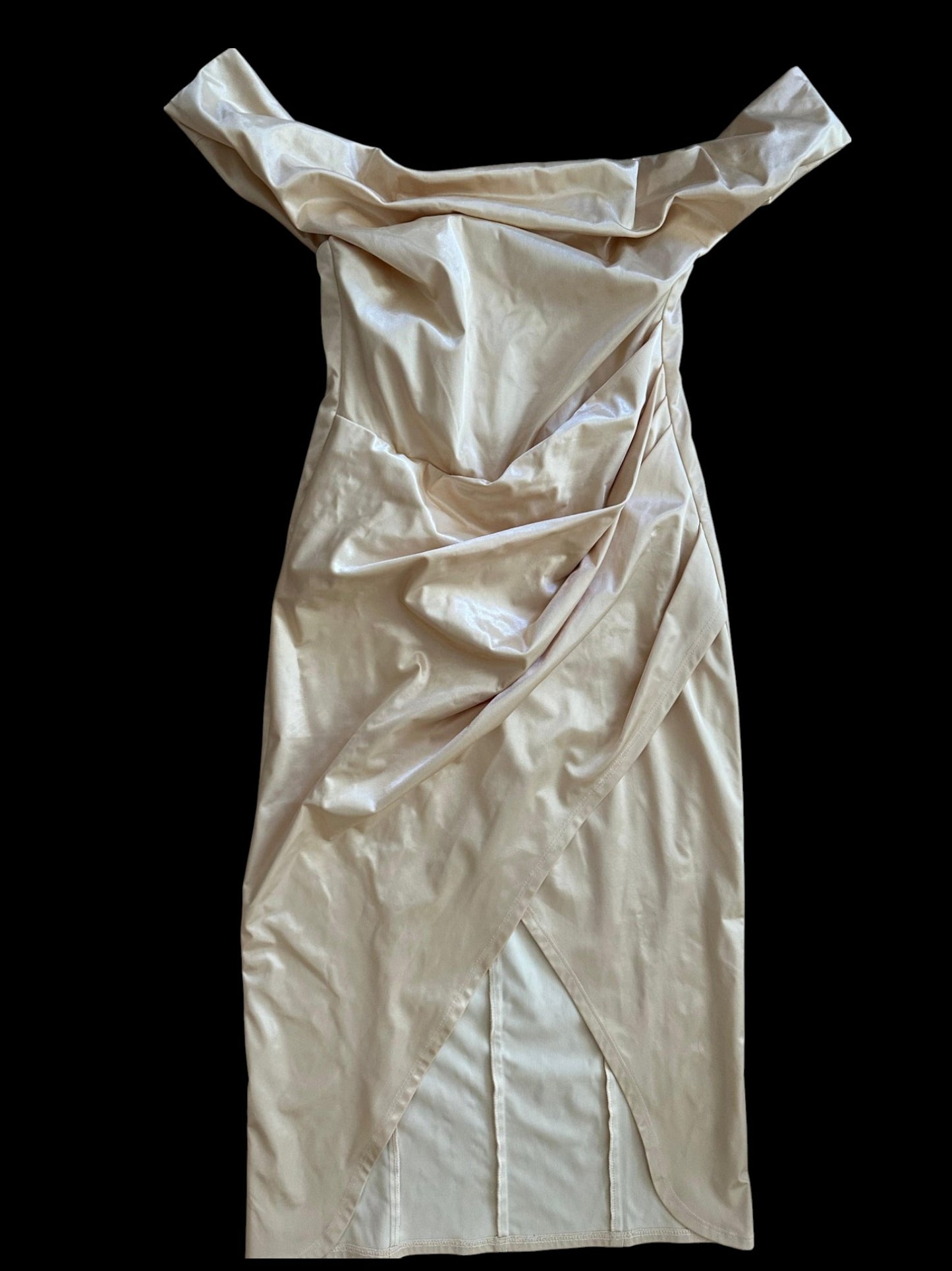 Butter Yellow Yırtmaçlı Vintage Elbise