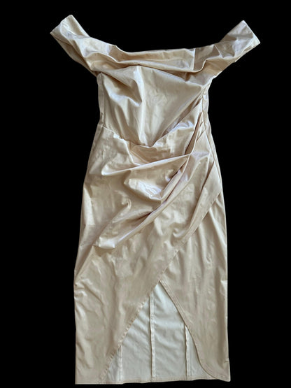 Butter Yellow Yırtmaçlı Vintage Elbise
