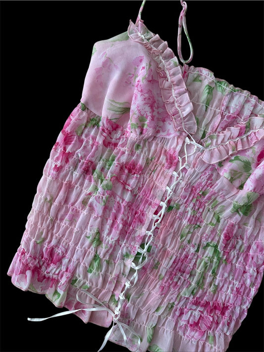 Pembe Çiçekli Büstiyer
