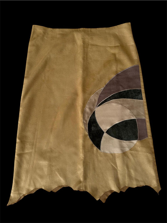 Vintage Süet Taba Etek