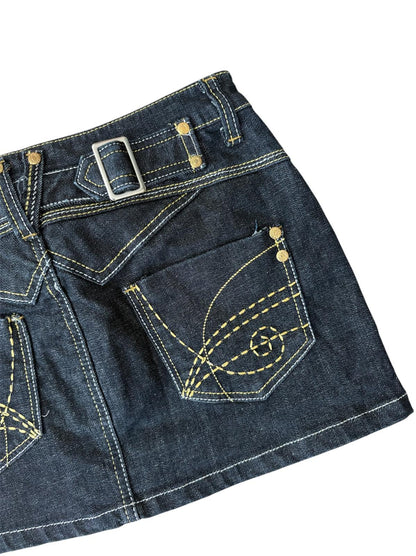 Arkası İşleme Detaylı Denim Etek