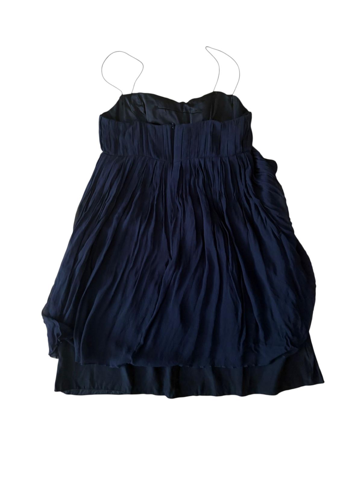 Vera Wang - %100 İpek Lacivert Mini Elbise