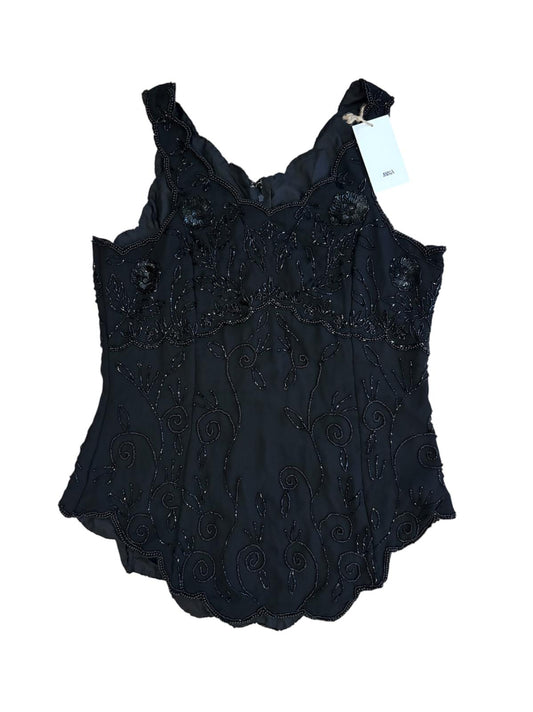 Siyah El İşleme Taşlı Vintage Bluz