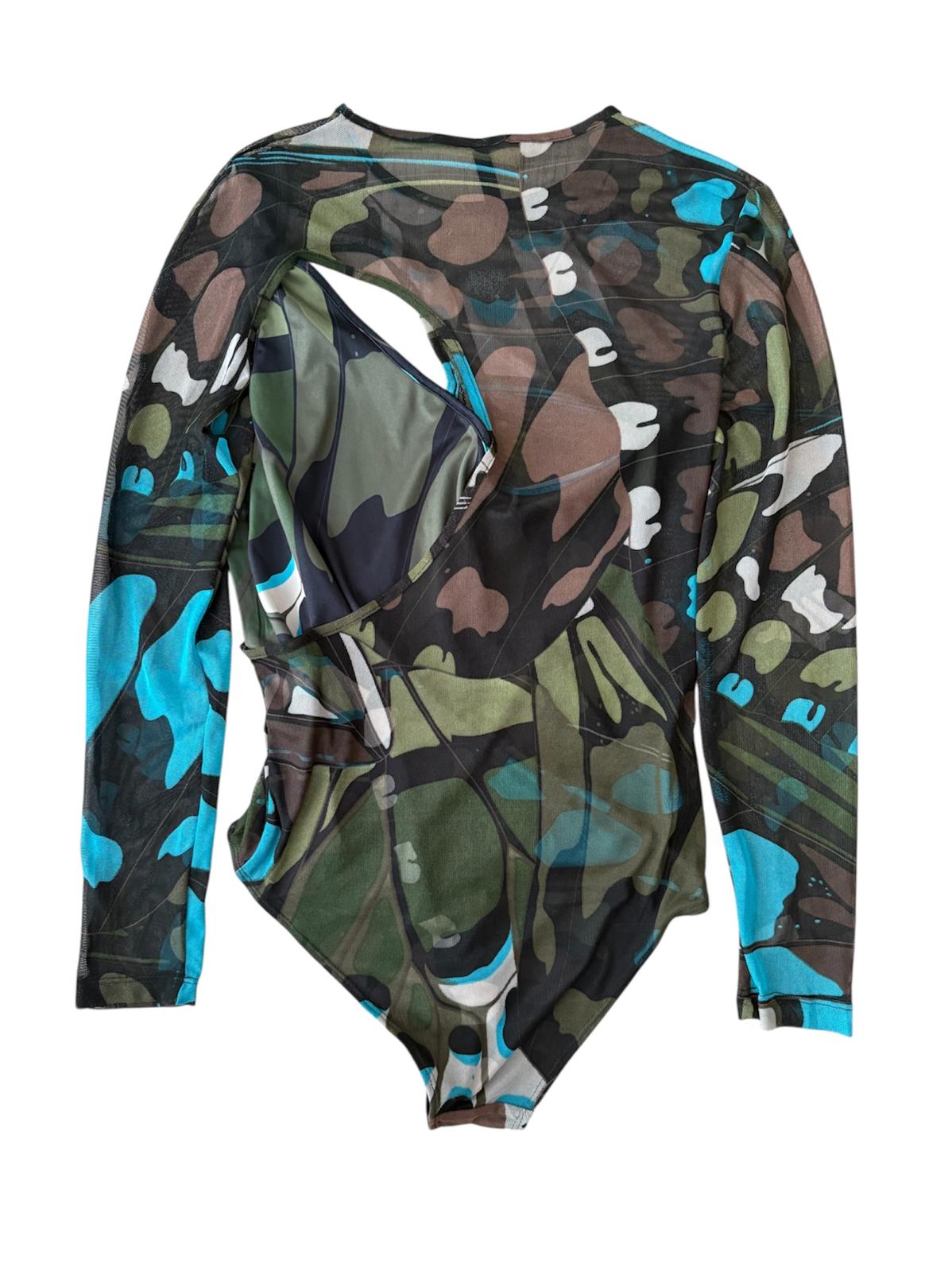 Cut - Out Tül Bodysuit